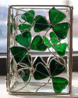 SHAMROCK GLASS PILLAR CANDLE